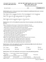 Đề thi thử THPT quốc gia 2019 môn tiếng anh lần 1 có đáp án   trường THPT phú bình 