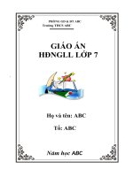 giáo án hoạt động ngoài giờ lên lớp khối 7 tháng 9, 10, 11