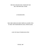 Thực hiện chính sách phát triển du lịch bền vững từ thực tiễn thành phố hà giang, tỉnh hà giang 