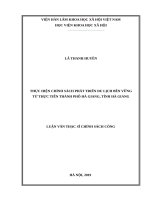 Thực hiện chính sách phát triển du lịch bền vững từ thực tiễn thành phố hà giang, tỉnh hà giang 