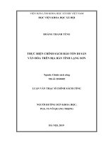 Thực hiện chính sách bảo tồn di sản văn hóa trên địa bàn tỉnh lạng sơn 