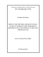 Kiểm sát việc tiếp nhận, giải quyết tố giác, tin báo về tội phạm và kiến nghị khởi tố theo pháp luật tố tụng hình sự từ thực tiễn tỉnh quảng nam