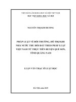 Pháp luật về bồi thường, hỗ trợ khi Nhà nước thu hồi đất theo pháp luật Việt Nam từ thực tiễn huyện Quế Sơn, tỉnh Quảng Nam