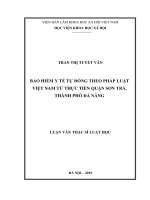 Bảo hiểm y tế tự đóng theo pháp luật việt nam từ thực tiễn quận sơn trà, thành phố đà nẵng