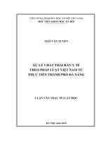 Xử lý chất thải rắn y tế theo pháp luật việt nam từ thực tiễn thành phố đà nẵng