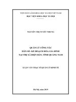 Quản lý công tác dân số   kế hoạch hóa gia đình tại thị xã điện bàn, tỉnh quảng nam 