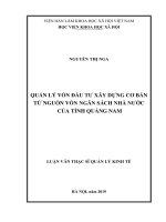 Quản lý vốn đầu tư xây dựng cơ bản từ nguồn vốn ngân sách nhà nước của tỉnh Quảng Nam