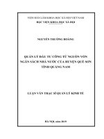 Quản lý đầu tư công từ nguồn vốn ngân sách nhà nước của huyện quế sơn tỉnh quảng nam 