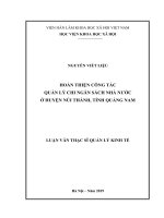 Hoàn thiện công tác quản lý chi ngân sách nhà nước ở huyện núi thành, tỉnh quảng nam 