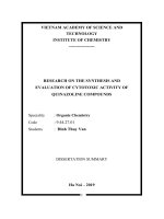 Nghiên cứu tổng hợp và đánh giá hoạt tính gây độc tế bào của các hợp chất quinazolin tt tiếng anh 