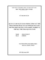 Quản lý chi ngân sách trong lĩnh vực thể thao thành tích cao tại tỉnh Quảng Nam: Trường hợp trường Năng khiếu nghiệp vụ Thể dục thể thao Quảng Nam
