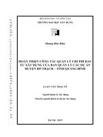 hoàn thiện công tác quản lý chi phí dự án đầu tư xây dựng của ban quản lý các dự án huyện bố trạch, tỉnh quảng bình