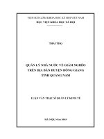 Quản lý nhà nước về giảm nghèo trên địa bàn huyện đông giang, tỉnh quảng nam