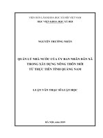 Quản lý nhà nước của ủy ban nhân dân xã trong xây dựng nông thôn mới từ thực tiễn tỉnh quảng nam