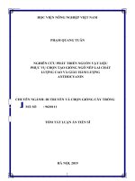 Nghiên cứu phát triển nguồn vật liệu phục vụ chọn tạo giống ngô nếp lai chất lượng cao và giàu hàm lượng anthocyanin tt 