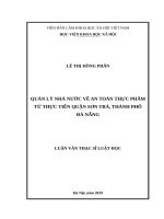 Quản lý nhà nước về an toàn thực phẩm từ thực tiễn quận sơn trà, thành phố đà nẵng 