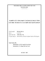 Nghiên cứu tổng hợp và đánh giá hoạt tính gây độc tế bào của các hợp chất quinazolin