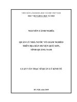 Quản lý nhà nước về công tác giảm nghèo trên địa bàn huyện quế sơn, tỉnh quảng nam
