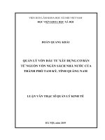 Quản lý vốn đầu tư ây dựng cơ bản từ nguồn vốn ngân sách nhà nước của thành phố tam kỳ   tỉnh quảng nam