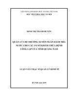 Quản lý chi thường xuyên ngân sách nhà nước cho các cơ sở khám chữa bệnh công lập của tỉnh quảng nam