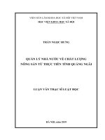 Quản lý nhà nước về chất lượng nông sản từ thực tiễn tỉnh quảng ngãi