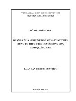 Quản lý nhà nước về bảo vệ và phát triển rừng từ thực tiễn huyện nông sơn, tỉnh quảng nam 
