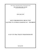 Quản trị kho hàng trung tâm tại công ty cổ phần logistics SC – TH group 