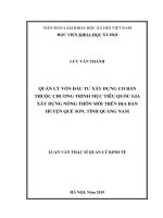 Quản lý vốn đầu tư xây dựng cơ bản thuộc chương trình mục tiêu quốc gia xây dựng nông thôn mới trên địa bàn huyện quế sơn, tỉnh quảng nam 