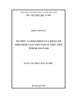 Tổ chức và hoạt động của kiểm lâm theo pháp luật việt nam từ thực tiễn tỉnh quảng nam 