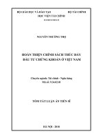 Tóm tắt luận văn tiến sĩ hoàn thiện chính sách thúc đẩy đầu tư chứng khoán ở việt nam 