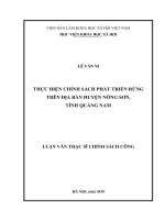 Thực hiện chính sách phát triển rừng trên địa bàn huyện nông sơn, tỉnh quảng nam