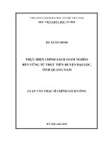 Thực hiện chính sách giảm nghèo bền vững từ thực tiễn huyện đại lộc, tỉnh quảng nam 