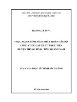 THỰC HIỆN CHÍNH SÁCH PHÁT TRIỂN CÁN BỘ, CÔNG CHỨC CẤP XÃ TỪ THỰC TIỄN HUYỆN THĂNG BÌNH - TỈNH QUẢNG NAM