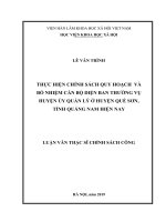 Thực hiện chính sách quy hoạch và bổ nhiệm cán bộ diện ban thường vụ huyện ủy quản lý ở huyện quế sơn, tỉnh quảng nam hiện nay