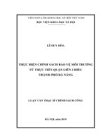 Thực hiện chính sách bảo vệ môi trường từ thực tiễn quận liên chiểu, thành phố đà nẵng 