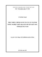 Thực hiện chính sách tái cơ cấu ngành nông nghiệp trên địa bàn huyện quế sơn, tỉnh quảng nam