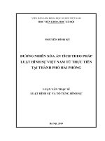 Đương nhiên xoá án tích theo pháp luật hình sự việt nam từ thực tiễn tại thành phố hải phòng 