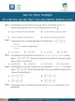 160 câu trắc nghiệm chương hệ trục tọa độ trong không gian