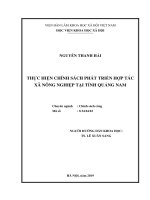 Thực hiện chính sách phát triển hợp tác xã nông nghiệp tại tỉnh quảng nam