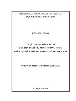 Thực hiện chính sách chi trả dịch vụ môi trường rừng trên địa bàn thành phố đà nẵng hiện nay