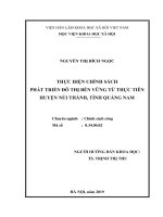 Thực hiện chính sách phát triển đô thị bền vững từ thực tiễn huyện núi thành, tỉnh quảng nam