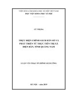 Thực hiện chính sách dân số và phát triển từ thực tiễn thị xã điện bàn, tỉnh quảng nam 