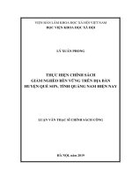 Thực hiện chính sách giảm nghèo bền vững trên địa bàn huyện Quế Sơn, tỉnh Quảng Nam hiện nay