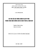 Vai trò của hệ thống chính trị cấp tỉnh trong thực hiện chính sách xã hội ở Sơn La hiện nay