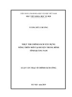 Thực thi chính sách xây dựng nông thôn mới tại huyện thăng bình, tỉnh quảng nam