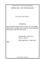 Một số kinh nghiệm trong công tấc chủ nhiệm nhằm nâng cao hiệu quả giáo dục toàn diện học sinh trong trường THPT DTNT 