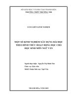 Một số kinh nghiệm xây dựng bài học theo hình thức hoạt động học cho học sinh môn ngữ văn 