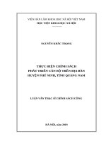 Thực hiện chính sách phát triển cán bộ trên địa bàn huyện phú ninh, tỉnh quảng nam 