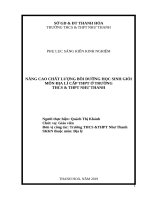 NÂNG CAO CHẤT LƯỢNG bồi DƯỠNG học SINH GIỎI môn địa lí cấp THPT ở TRƯỜNG THCS  THPT NHƯ THANH 