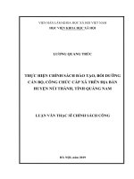 Thực hiện chính sách đào tạo, bồi dưỡng cán bộ, công chức cấp xã trên địa bàn huyện núi thành, tỉnh quảng nam